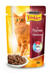 Friskies консервы для кошек в подливе с говядиной пауч 100 гр.